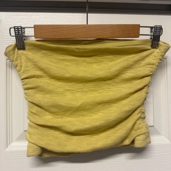 Free People| NWT Women’s Boulevard Ruched Yellow Tube Top in Size Small - Picture 6 of 12